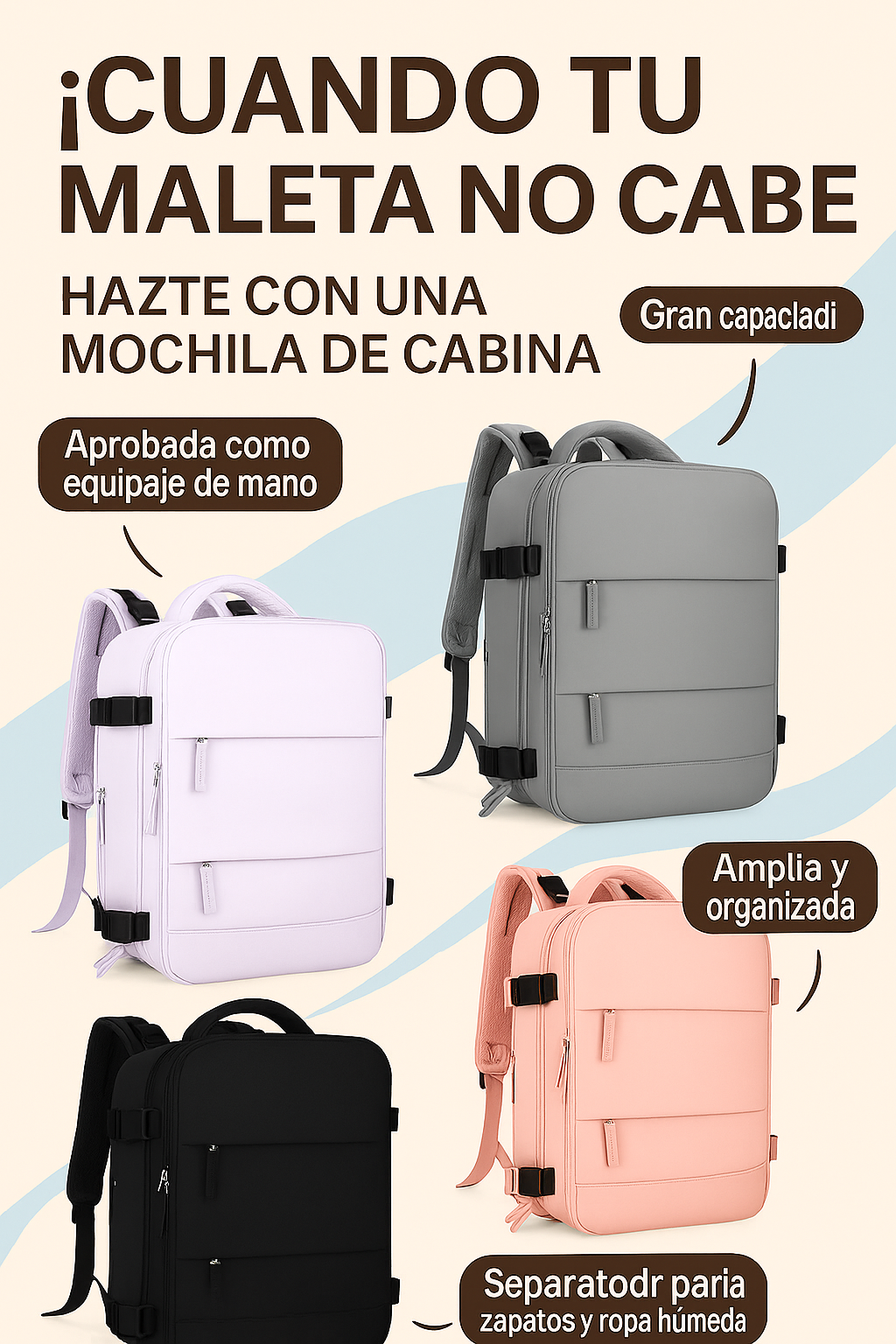 La mochila que todas las aerolíneas no quieren que conozcas - MALETA DE VIAJE 20LTS CAPACIDAD MEDIDAS DE AEROLINEA